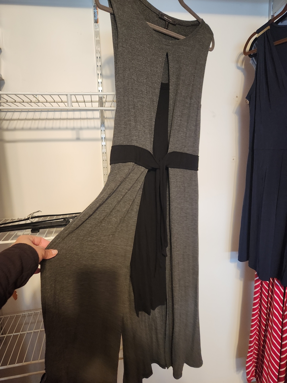 BCBGMaxAzria Gray and Black Maxi Dress